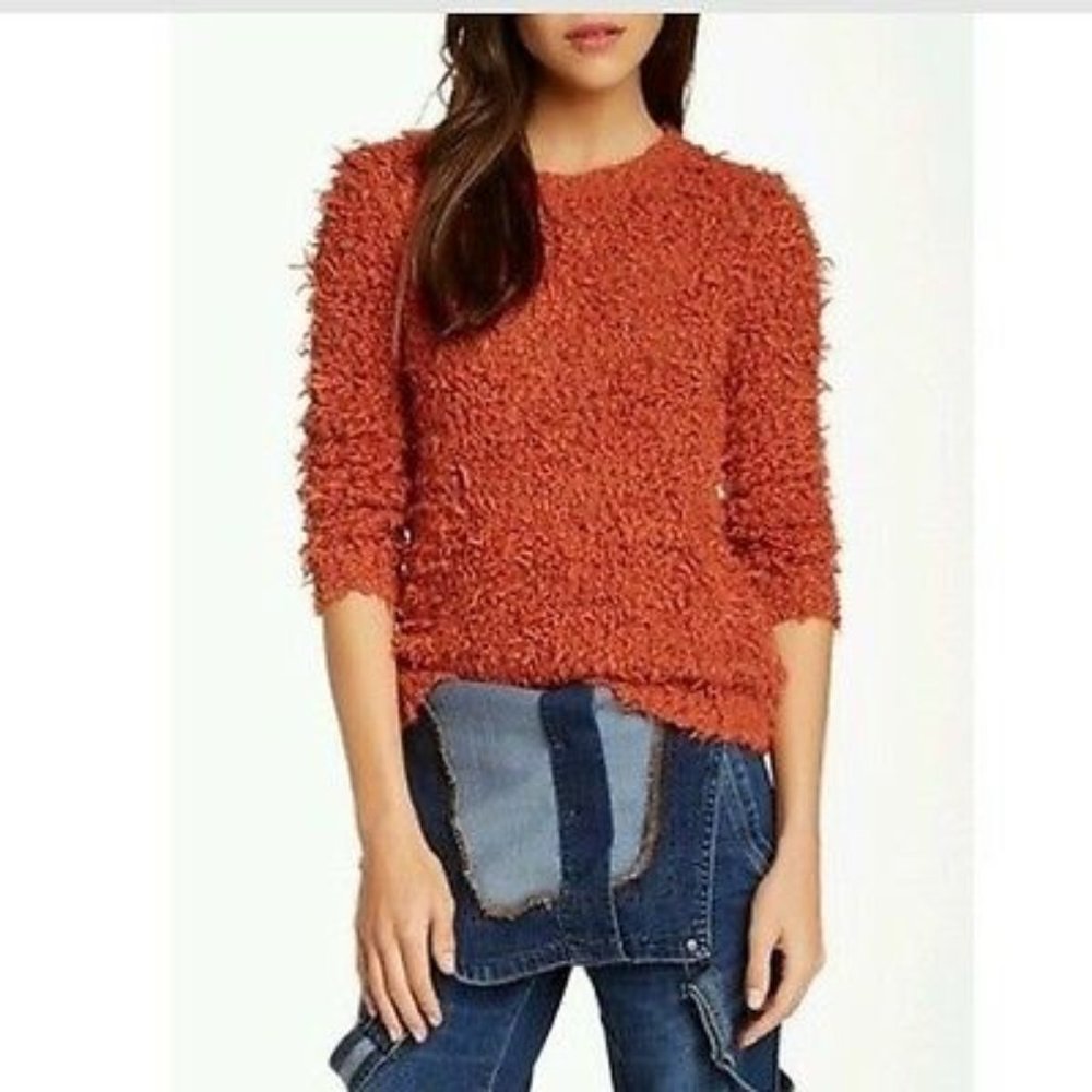 LAST CHANCE ** BOGO Free** Free People September Song Fuzzy Orange Sweater
